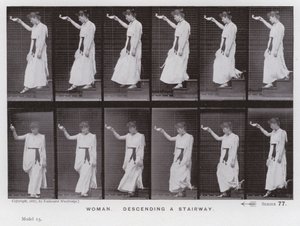 Mozgó emberalak: Nő, lépcsőn lefelé (f/w fotó) alkotó: Eadweard Muybridge