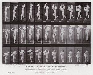 Mozgó emberalak: Nő, lépcsőn lefelé (f/w fotó) alkotó: Eadweard Muybridge