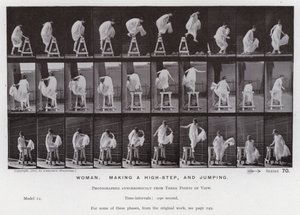 Mozgó emberalak: Nő, nagyot lép és ugrik (f/w fotó) alkotó: Eadweard Muybridge