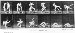 Két férfi birkózás, az „Animal Locomotion” című filmből, 1887 alkotó: Eadweard Muybridge