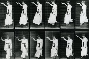 Nő. Descending a Stairway, 1887, illusztráció Eadweard Muybridge „The Human Figure in Motion” című művéből, 1904-ben megjelent kiadás alkotó: Eadweard Muybridge