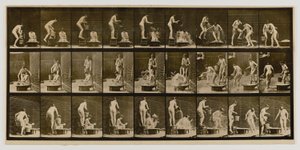 Nő, aki egy másik nő fejére vizet önt, az Animal Locomotion (Állati mozgás) című könyvből. alkotó: Eadweard Muybridge
