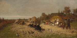 Husking Bee, Nantucket szigete, 1876. alkotó: Eastman Johnson