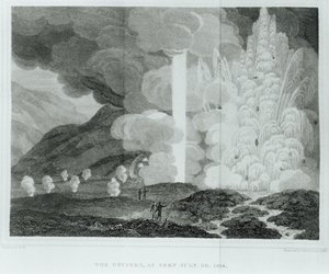 The Great Geysir of Strokkur, Izland, Izlandról: vagy, Ebenezer Henderson The Journal of a Residence in That Island, megjelent 1819 (bw photo) alkotó: Ebenezer Henderson