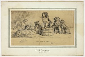 A béke pipája (recto); A falu utcájának vázlata (verso) alkotó: Ebenezer Newman Downard