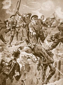 J. Davies tizedes és nyolc férfi a bajonettel egy csapat németet, akik korábban körülvették őket (litho)