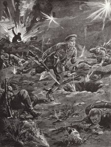 Benjamin Geary hadnagy heves kagylótűz alatt egy lövészárokba sietett a 60. domb jobb oldalán, hogy kapcsolatba lépjen egy tiszttel, Ypres, Belgium, 1915. április
