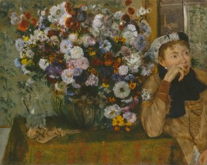 Egy nő ül egy váza virág mellett Madame Paul Valpinçon, 1865. alkotó: Edgar Degas