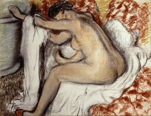 Fürdő után szárító nő; Apres le Bain, Femme S"Essuyant, 1884 körül alkotó: Edgar Degas