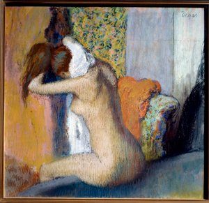 Fürdés után nyakát törölgető nő Edgar Degas (1834-1917) pasztellfestménye 1898 Dim. 0,65x0,62 m Párizs, Muse d