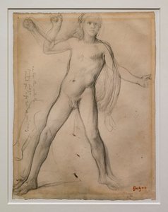 Sándor és lábai tanulnak. 1859-1861 körül. Fekete tinta és grafit papíron alkotó: Edgar Degas