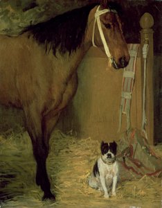 Az istállóban, Ló és kutya, 1862 körül alkotó: Edgar Degas