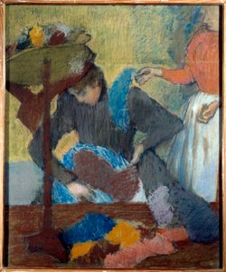 Chez la modist Pastel, Edgar Degas (1834-1917) 1898 V. 0,91x0,75 m Párizs, Orsay Múzeum alkotó: Edgar Degas