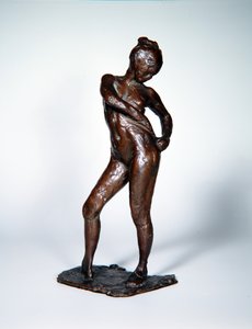 Harisnyanadrágjait rögzítő táncosnő, 1885-90 körül, öntött 1919 (bronz)