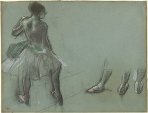 A táncos hátulról látható és három tanulmány a lábról, c. 1878. alkotó: Edgar Degas