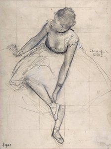 Táncos megigazítja a cipőjét (balerina). Edgar Degas (1834-1917) rajza, New York City. Metropolitan Museum of Art. alkotó: Edgar Degas