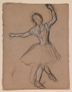 Táncosnő a színpadon, mozgásban alkotó: Edgar Degas