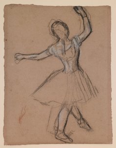 Táncosnő a színpadon és mozgásban, 1880-85 körül (fehér, fekete és piros színű kréta) alkotó: Edgar Degas