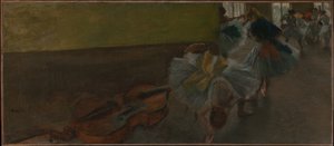 Táncosok a próbateremben egy nagybőgővel alkotó: Edgar Degas