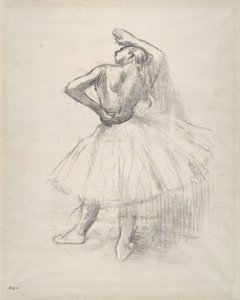 Álló táncos, felemelt jobb karral, 1891 körül (papíron készült rajz ellenellenőrzése) alkotó: Edgar Degas