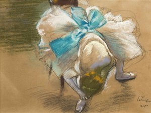Táncosnő, aki papucsát köti, 1887. alkotó: Edgar Degas