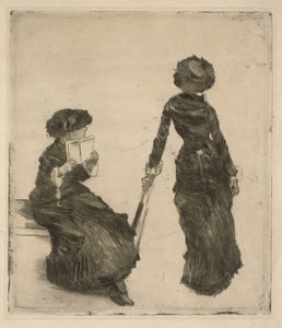 Mary Cassatt festőnő a Louvre antik gyűjteményében alkotó: Edgar Degas
