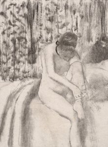 Harisnyát felhúzó lány, 1876-77. alkotó: Edgar Degas