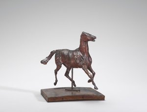 Lóügetés, a lábak nem érintik a talajt, 1870-es évek. alkotó: Edgar Degas