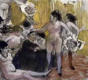 Illusztráció Guy de Maupassant (1850-93) "La Maison Tellier" című művéből, Maurice Potin metszete, 1933