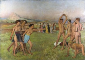 Kis spártai lányok provokálják a fiúkat. 1860-1862 körül, Olaj, vászon alkotó: Edgar Degas