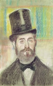 Férfi operakalapban (pasztell, papíron) alkotó: Edgar Degas