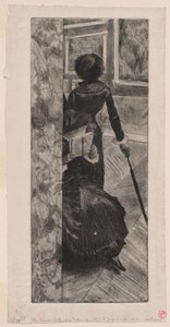 Mary Cassatt a Louvre festményeiből álló galériában alkotó: Edgar Degas