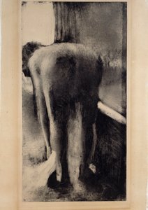 Meztelen nő a lábát a fürdőkád közelében. Monotípia fekete tintával, Edgar Degas (1834-1917) 1879-1883 V. 0,45 x 0,23 m Párizs. Louvre múzeum