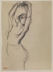 Meztelen táncos felemelt karral alkotó: Edgar Degas