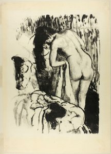 Meztelen nő áll, szárítgatja magát alkotó: Edgar Degas