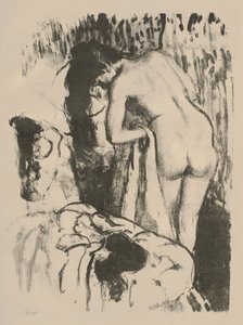 Meztelen nő állva szárítja magát, 1891-1892 körül (litó, szőtt papíron)