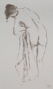 Meztelen nő törülközővel, álló alkotó: Edgar Degas