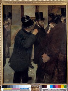 Portrék a tőzsdén vagy „A la Bourse”: Ernest May (1845-1925), pénzember és gyűjtő ábrázolása. Edgar Degas (1834-1917) festménye. 1878-1879. Mérete: 1,00 x 0,82 m. Párizs, Musee d
