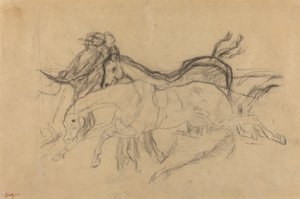 Versenylovak tanulmánya a Scene from the Steeplechase: The Fallen Jockey c. 1881. alkotó: Edgar Degas