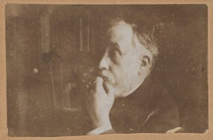 [Önarckép a könyvtárban (kéz az állon)] alkotó: Edgar Degas
