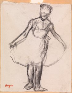 Álló táncos, aki Tutu szoknyát tart alkotó: Edgar Degas