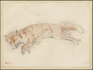 Tanulmány a "Döglött róka az erdőben" számára, 1861-64 körül alkotó: Edgar Degas