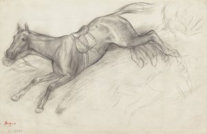 Tanulmány a "Scene from the Steeplechase: The Fallen Jockey" című filmhez, 1866 alkotó: Edgar Degas