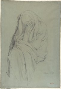 Tanulmány az Öreg olasz nőhöz (előlap); redőtanulmány (hátlap) alkotó: Edgar Degas