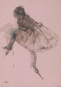 Tanulmány egy balett-táncosról recto, Két tanulmány táncosokról verso, kb. 1873. alkotó: Edgar Degas