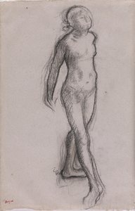Tanulmány egy akttáncosról, 1878-79 körül (faszén és fekete marker a papíron) alkotó: Edgar Degas