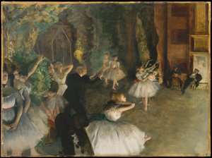 Balettpróba a színpadon alkotó: Edgar Degas