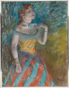 Az énekesnő zöldben alkotó: Edgar Degas