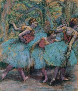 Három táncosnő (kék tütü, piros felső) alkotó: Edgar Degas