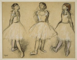 Három tanulmány egy táncosról a negyedik pozícióban alkotó: Edgar Degas